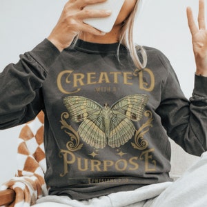 Bible Verse Gift for Friend Faith Aesthetic Oversized Summer Tee Comfort Colors Pepper Long Sleeve Tee