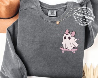 Ghost Sweatshirt Comfort Colors Ghost Crewneck Cute Halloween Sweatshirt Cute Ghost Comfort Colors Fall Sweatshirt Retro Fall Spooky Season