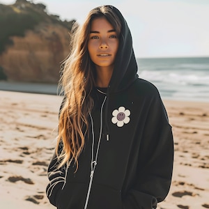 Y2K Zip Up Hoodie Checker Aesthetic Smile Daisy Hoodie Happy Face Sweats Gift for Teen Girl Preppy Aesthetic Hoodie Y2K Full Zip Hoodie