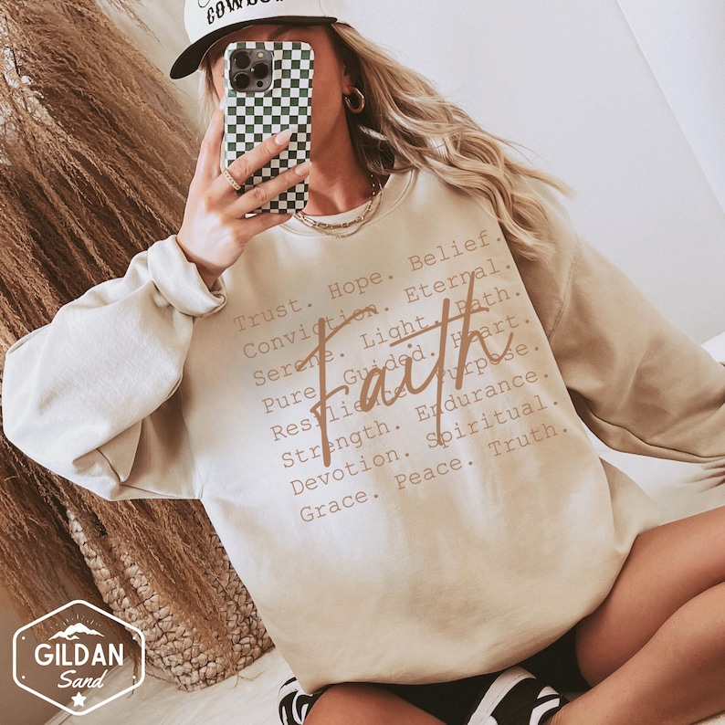 Christian Sweatshirt Comfort Colors Women's Christian Crewneck Bible Verse Faith Sweater Jesus Sweatshirt Trendy Christian Friend Gift Butter
