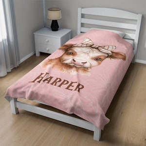 Highland Cow Personalized Name Blanket Name Blanket Newborn Personalized Newborn
