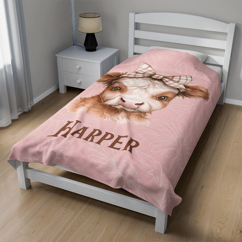 Highland Cow Personalized Name Blanket Name Blanket Newborn Personalized Newborn
