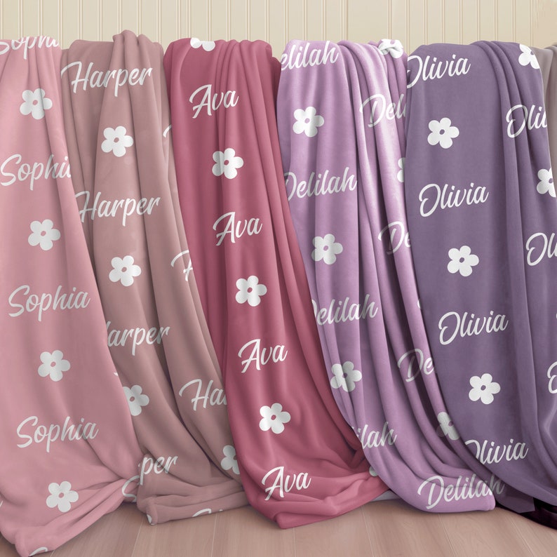 Girl Name Blanket 1st Birthday Gift Custom Toddler Decor