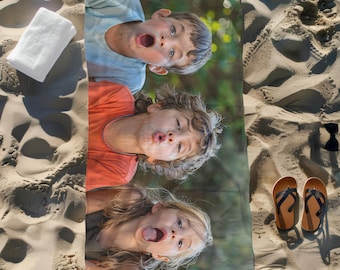 Custom Photo Beach Towel Funny Gift Personalized Picture Gift for Friend Bachelorette Gift Best Friend Gift for Mom Pet Towel