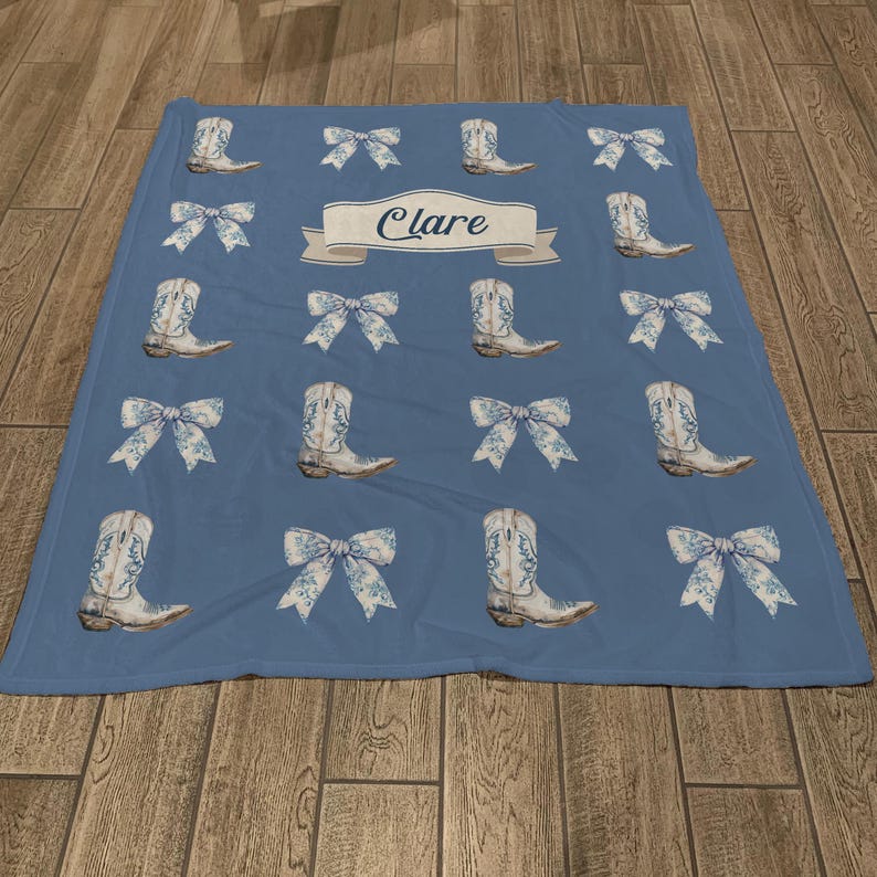 Coquette Blanket Boots and Bows Custom Name Blanket