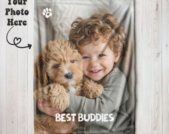 Custom Dog Photo Blanket Pet Gift for New Dog Owner Personalized Dog Blanket New Puppy Gift Dog Memorial Gift Custom Name Blanket for Dog