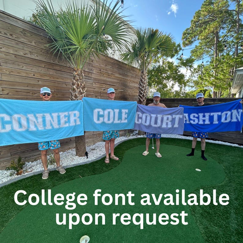 Custom Name Beach Towel Personalized Name Towel Custom Pool Party Favor Name Gift for Kid Teens Beach Party Custom Gift for Her Personalized Guy Trip