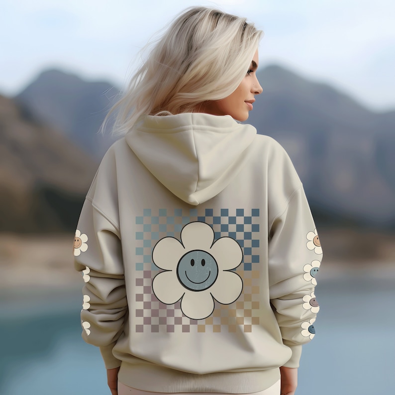 Smile Daisy Happy Face Hoodie Oversized VSCO Hoodie Sand Hoodie