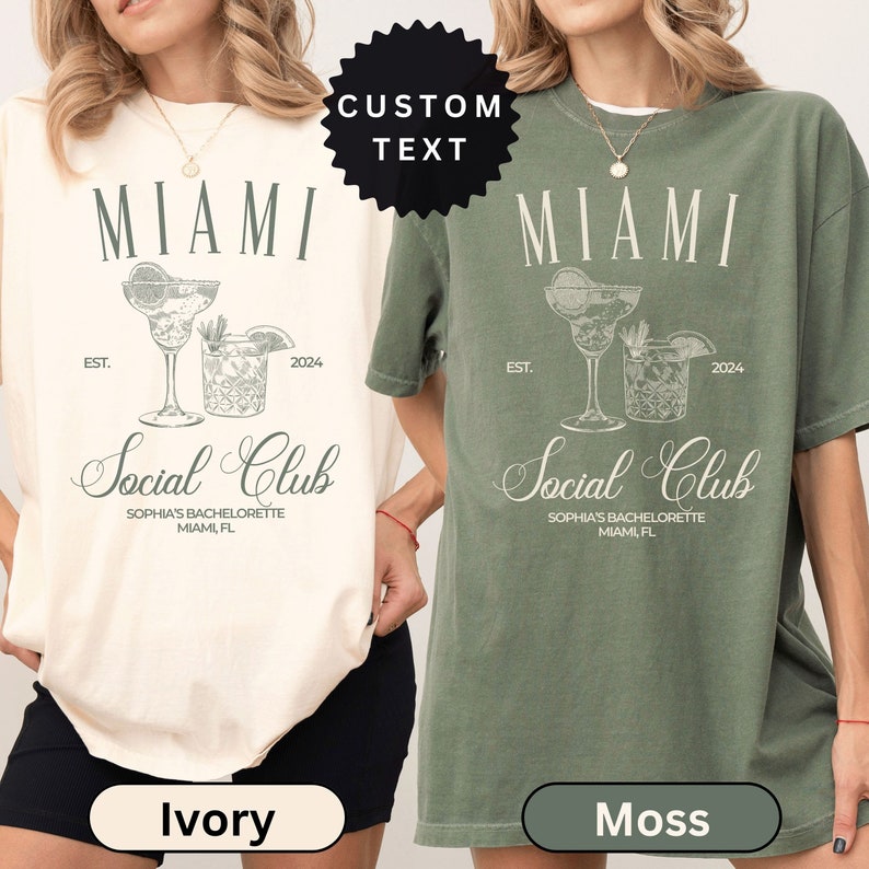 Miami Bachelorette Shirt Personalized Comfort Colors Bach Party Luxury Bachelorette Ivory Tshirt Moss Tshirt