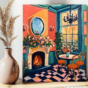 Vintage Fireplace Paint by Numbers Kit for Adults