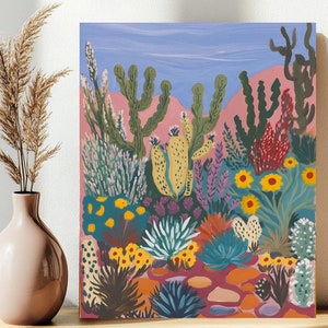 Wüsten-botanisches Malen nach Zahlen | West Texas Kaktus Yucca Agave Rosen|Vintage Retro Wand Kunst|Marfa Reise Dekor | Big-Bend-Nationalpark
