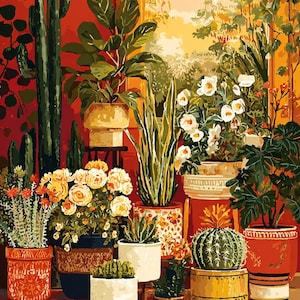 Botanical House Plants Paint by Number Kit: DIY Indoor Garden Art
