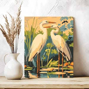 Vintage Heron Paint by Numbers Kit: A Stress-Relief Gift