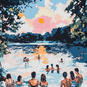 Austin Texas Malen nach Zahlen Kunst, Barton Springs Druck, Austin Texas Poster, Schwimmbad Gemälde, Texas Landschaft Wandkunst Dekor