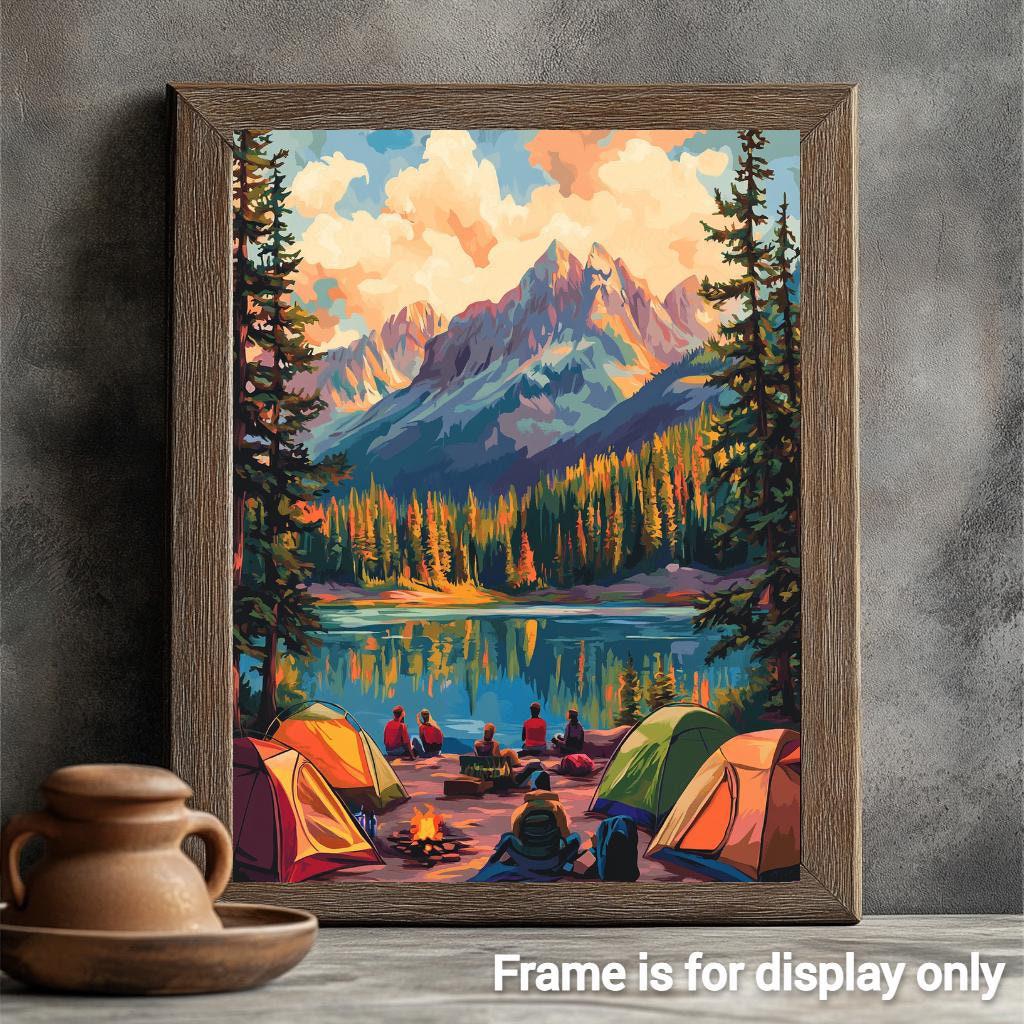 絵画　camp Vintage Camping Paint by Numbers Kit: A Relaxing Hobby, Mindful