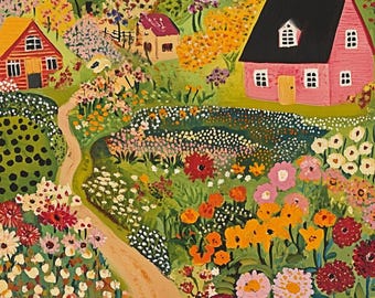 Kit de pintura por números de jardín vintage: arte mural DIY