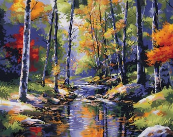 Vintage Forest Paint By Numbers Kit: Relaxing hobby