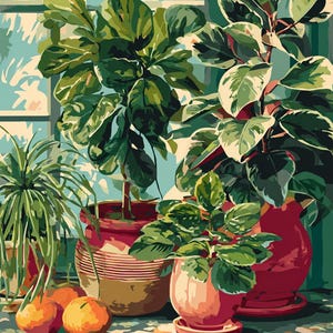 Paint by Numbers Kit: Beginner Friendly Houseplants - DIY Canvas Set