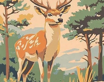 Vintage Deer Paint by Numbers Kit:A Relaxing Hobby