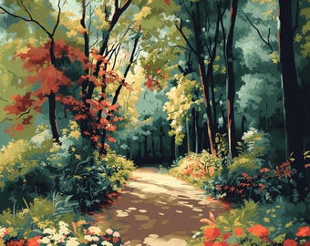Vintage Forest Paint by Numbers Kit: Adult DIY Art