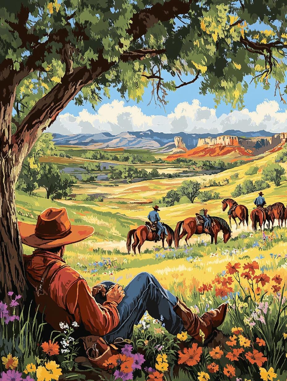 Rustic Cowboy Paint by Numbers Kit - Southwest Desert Wall Decor