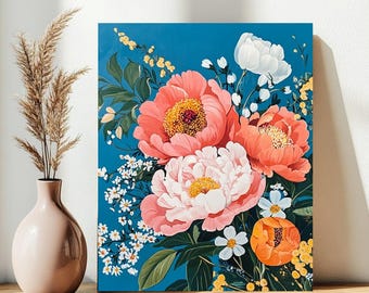 Vintage Flowers Paint by Numbers Kit: Easy Beginner Painting