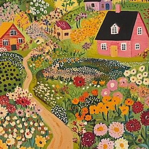 Garden Paint by numbers, Vintage wall decor art diy kit adult wall art gift framed deluxe premium gift ideas