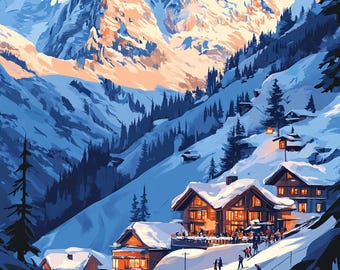 Paint by Numbers Kit: Vintage Alps Landscape - A Relaxing Hobby, mindful gift