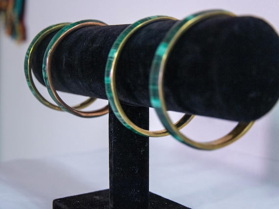Handcrafted Malachite Bracelets with Copper and B… - image 1