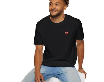 Rainbow Heart Unisex Oversized T-Shirt 100 % Soft Style Cotton with Crew Neck