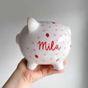 RESERVED Strawberry Piggy Bank for DC