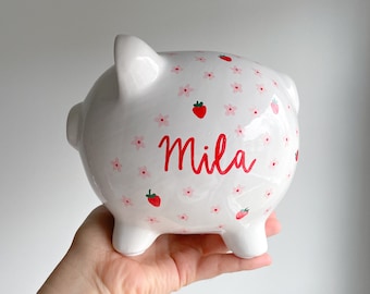 RESERVED Strawberry Piggy Bank for DC