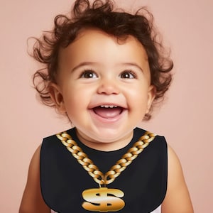 funny baby bib gift for baby shower gift funny baby shower present funny new baby gift bib funny bib gold chain bib funny gift for child