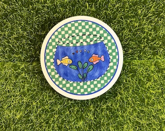 Fish Bowl Sticker | Cute Fish Stickers for Aquarium Art, Home Decor & Adorable Gifts | Water Resistant + Durable Decals