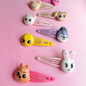 skzoo リービット　ペンケース　フィギュア　バッグチャーム　ヘアクリップ　等 Szkoo Hair Clips - Handmade Clay Charms on Colorful Barrettes