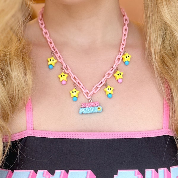 Pastel Princess Peach Super Mario Necklace