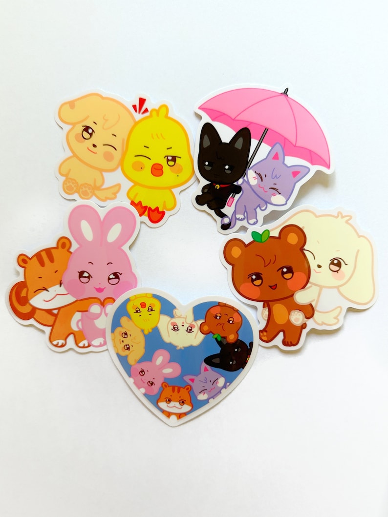 Ateez Unit Aniteez Stickers Cute Woosan, Matz, Yungi, Jongsang & OT8