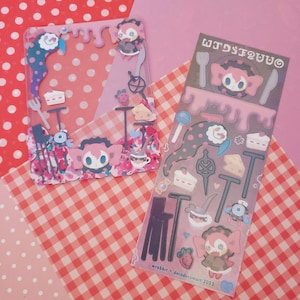 Feuille d'autocollants déco holographique Madoka Witch Charlotte Bebe