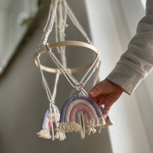 Macrame mobile, baby bed, birth gift, gift, baby room, rainbow baby mobile, boho baby mobile, children&#39;s room