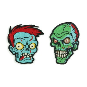Toppa ricamata con testa di zombie, fantastica applique termoadesiva/cucibile di Halloween