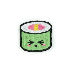 Kawaii Sushi Embroidered Patch, Cute Japanese Food Iron-On/Sew-On Applique for Clothes