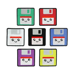 Kawaii Floppy Disk Embroidered Patch, Cute Iron-On/Sew-On Applique for Clothes