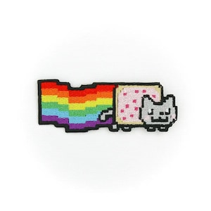 Nyan Cat Meme Embroidered Patch, Colorful Iron-On/Sew-On Applique for Clothes