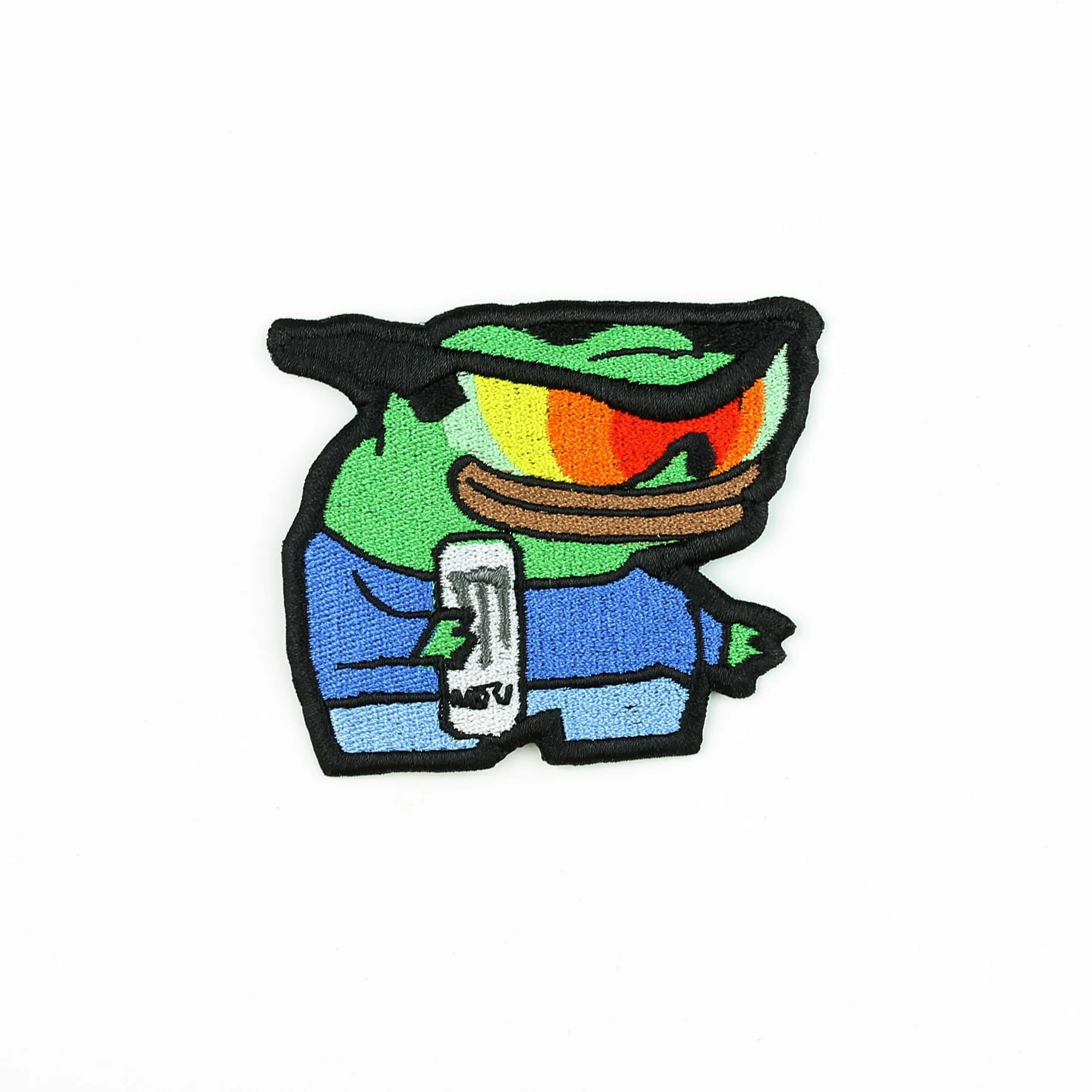 Pepe様 Wicked Pepe Emote Embroidered Patch, Funny Peepo Iron-on/sew-on