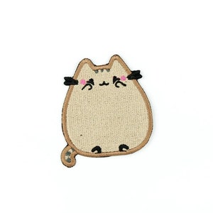 Kawaii Cat Embroidered Patch, Cute Iron-On/Sew-On Applique for Clothes