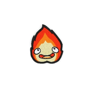 Kawaii Fire Embroidered Patch, Cute Iron-On/Sew-On Applique for Clothes