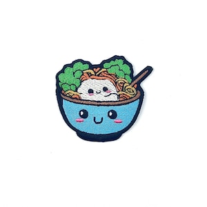 Kawaii Ramen Schüssel Gesticktes Bügelbild - Nudelsuppe Aufnäher
