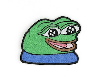 Peepo Pepe Emote Embroidered Patch, Funny Iron-On/Sew-On Applique for Gamers