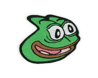 Pepega Pepe Emote Embroidered Patch, Funny Iron-On/Sew-On Applique for Gamers