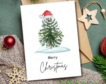 Christmas Card Digital Download Printable Watercolor Christmas Tree ...